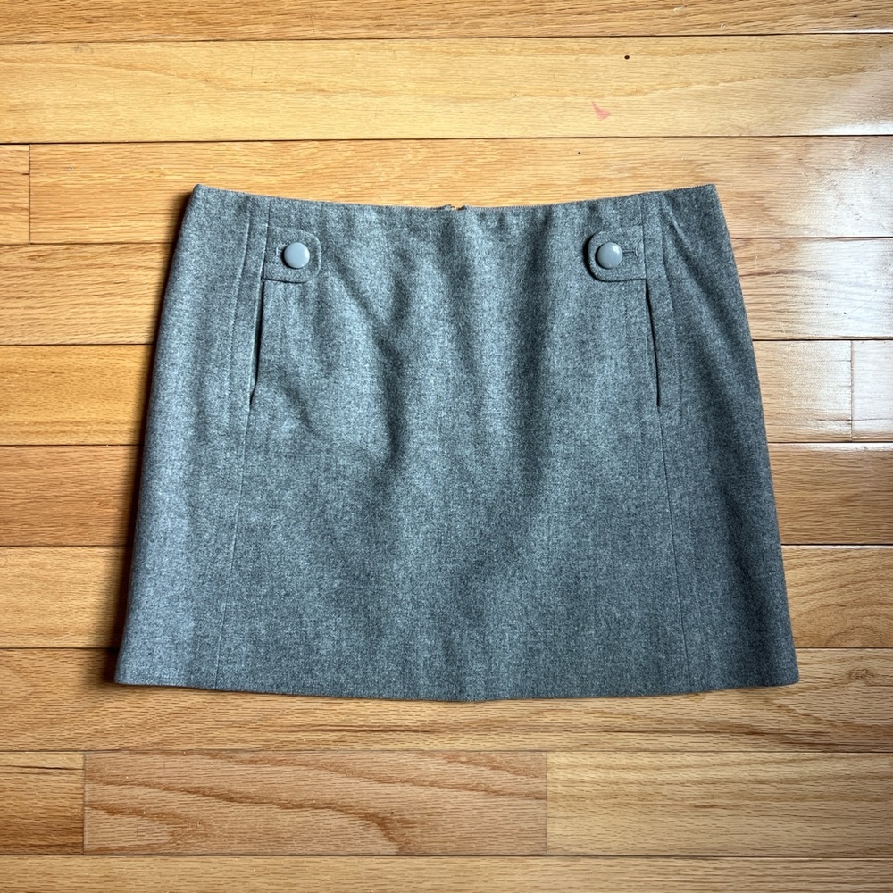J. Crew Gray Mini Skirt with Button Accents